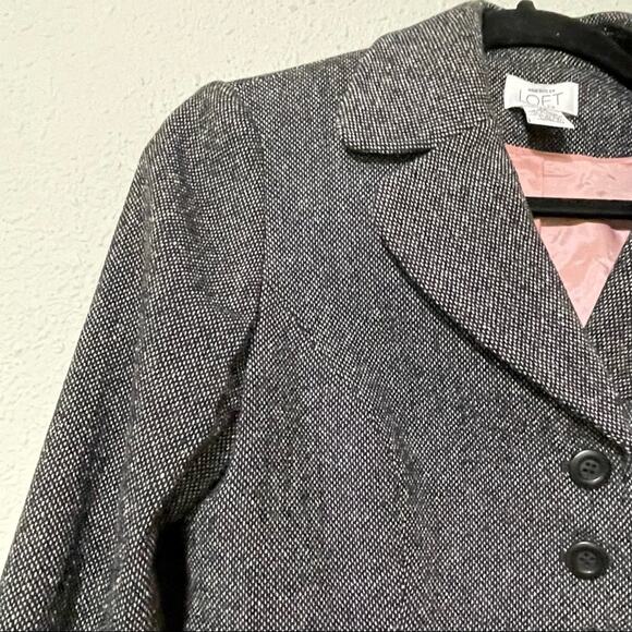 Ann Taylor Loft Black & White Tweed Boxy Fit Blazer Jacket 4P Dark Academia - Picture 4 of 8